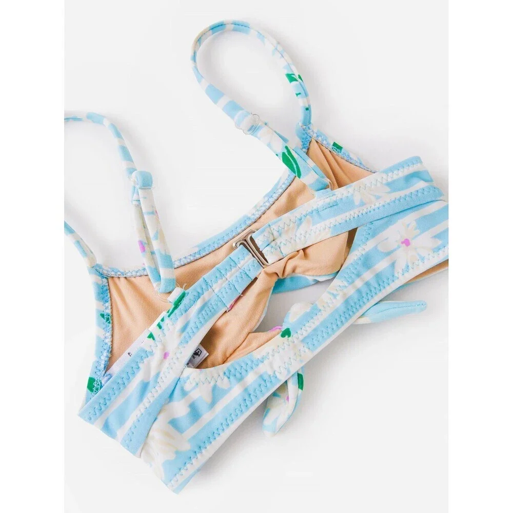 Shade Critters Bikini Set Little Kid 8Y Light Blue Daisy Stripe Bow Front RED723
